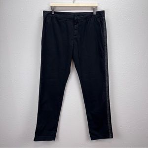 Escada Sport Pants Womens Twelve Chino Metallic Side Stripe Capsule Basic Black